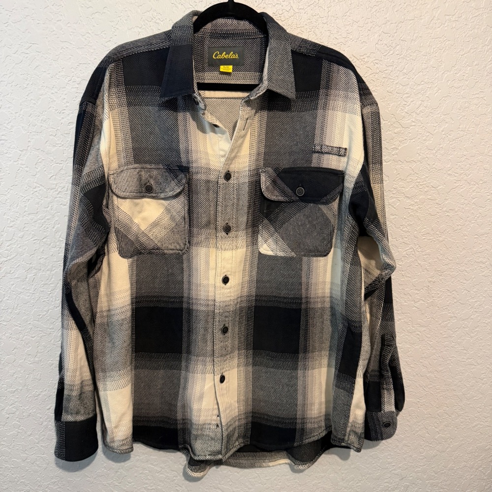 Cabela's Heavyweight Flannel Button Down Shirt‎ Jacket XL Gorpcore Outdoor Plaid